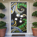 South Sea Islanders And Vanuatu Door Cover Boar Tusk Warrior Southern Tribal Pattern
