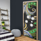 South Sea Islanders And Vanuatu Door Cover Boar Tusk Warrior Southern Tribal Pattern