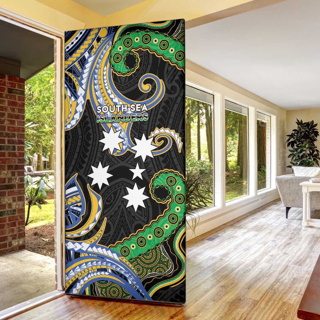 South Sea Islanders And Vanuatu Door Cover Boar Tusk Warrior Southern Tribal Pattern