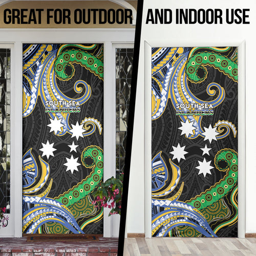 South Sea Islanders And Vanuatu Door Cover Boar Tusk Warrior Southern Tribal Pattern