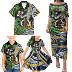 South Sea Islanders And Vanuatu Family Matching Puletasi and Hawaiian Shirt Boar Tusk Warrior Southern Tribal Pattern