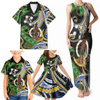 South Sea Islanders And Vanuatu Family Matching Tank Maxi Dress and Hawaiian Shirt Boar Tusk Warrior Southern Tribal Pattern