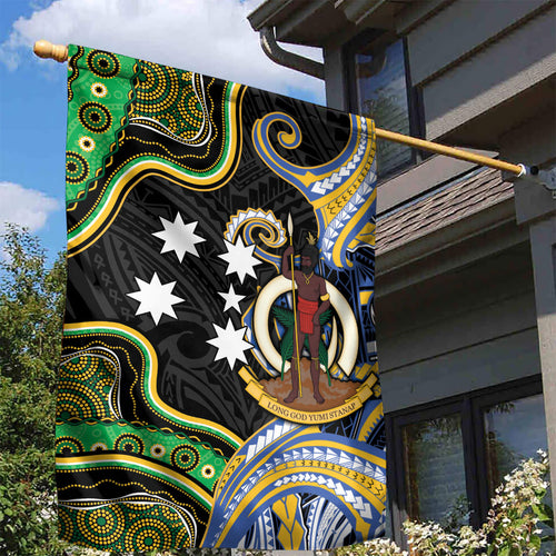 South Sea Islanders And Vanuatu Garden Flag Boar Tusk Warrior Southern Tribal Pattern