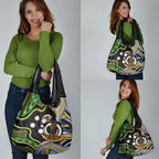 South Sea Islanders And Vanuatu Grocery Bag Boar Tusk Warrior Southern Tribal Pattern
