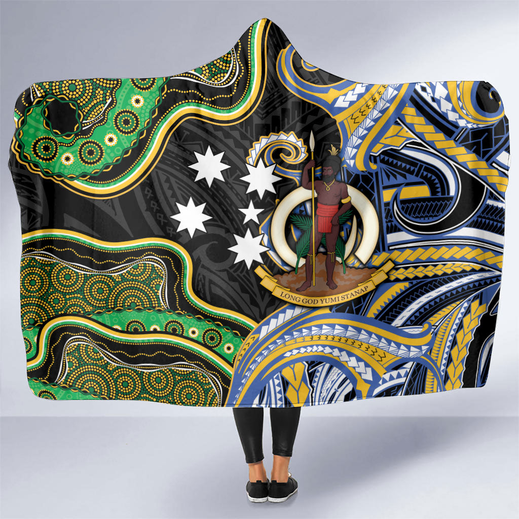 South Sea Islanders And Vanuatu Hooded Blanket Boar Tusk Warrior Southern Tribal Pattern