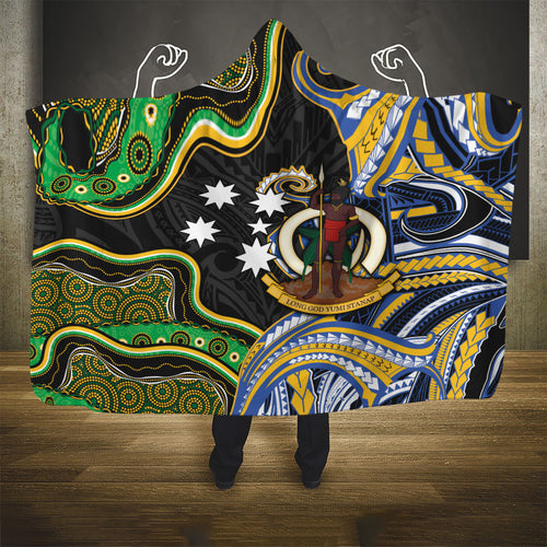 South Sea Islanders And Vanuatu Hooded Blanket Boar Tusk Warrior Southern Tribal Pattern