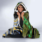 South Sea Islanders And Vanuatu Hooded Blanket Boar Tusk Warrior Southern Tribal Pattern