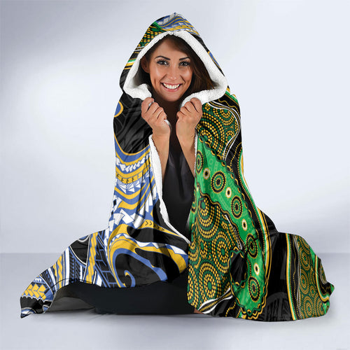 South Sea Islanders And Vanuatu Hooded Blanket Boar Tusk Warrior Southern Tribal Pattern