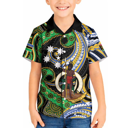 South Sea Islanders And Vanuatu Kid Hawaiian Shirt Boar Tusk Warrior Southern Tribal Pattern