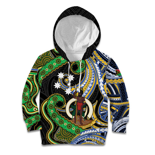 South Sea Islanders And Vanuatu Kid Hoodie Boar Tusk Warrior Southern Tribal Pattern