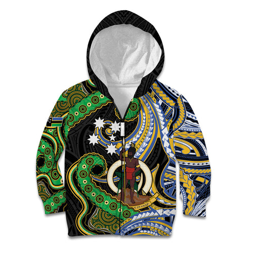 South Sea Islanders And Vanuatu Kid Hoodie Boar Tusk Warrior Southern Tribal Pattern