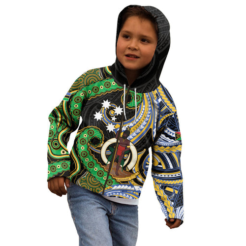South Sea Islanders And Vanuatu Kid Hoodie Boar Tusk Warrior Southern Tribal Pattern