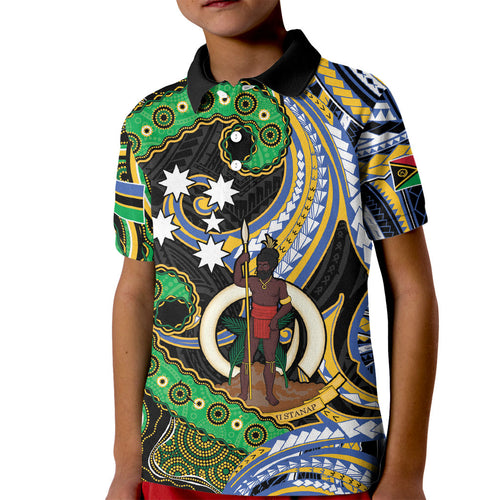 South Sea Islanders And Vanuatu Kid Polo Shirt Boar Tusk Warrior Southern Tribal Pattern