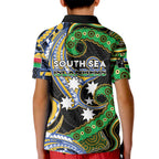 South Sea Islanders And Vanuatu Kid Polo Shirt Boar Tusk Warrior Southern Tribal Pattern