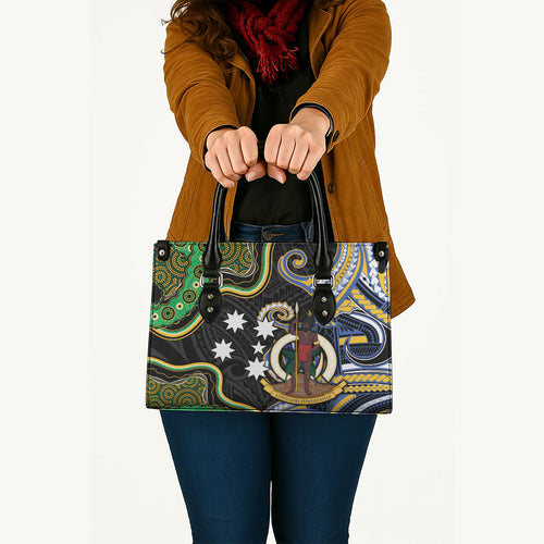South Sea Islanders And Vanuatu Leather Bag Boar Tusk Warrior Southern Tribal Pattern