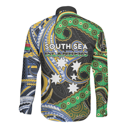 South Sea Islanders And Vanuatu Long Sleeve Button Shirt Boar Tusk Warrior Southern Tribal Pattern