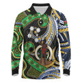 South Sea Islanders And Vanuatu Long Sleeve Polo Shirt Boar Tusk Warrior Southern Tribal Pattern