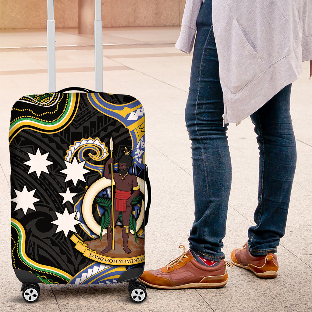South Sea Islanders And Vanuatu Luggage Cover Boar Tusk Warrior Southern Tribal Pattern