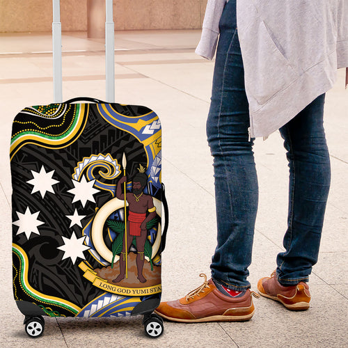 South Sea Islanders And Vanuatu Luggage Cover Boar Tusk Warrior Southern Tribal Pattern