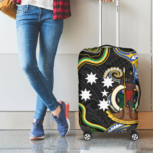 South Sea Islanders And Vanuatu Luggage Cover Boar Tusk Warrior Southern Tribal Pattern