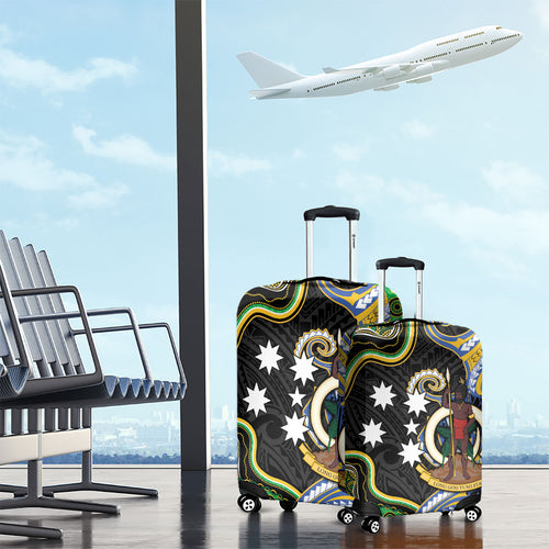 South Sea Islanders And Vanuatu Luggage Cover Boar Tusk Warrior Southern Tribal Pattern