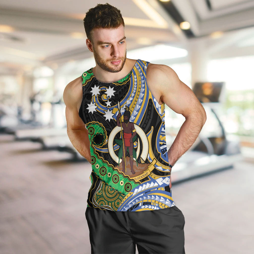South Sea Islanders And Vanuatu Men Tank Top Boar Tusk Warrior Southern Tribal Pattern