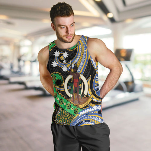 South Sea Islanders And Vanuatu Men Tank Top Boar Tusk Warrior Southern Tribal Pattern