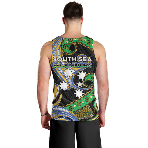 South Sea Islanders And Vanuatu Men Tank Top Boar Tusk Warrior Southern Tribal Pattern