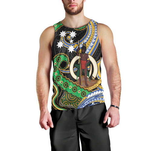South Sea Islanders And Vanuatu Men Tank Top Boar Tusk Warrior Southern Tribal Pattern
