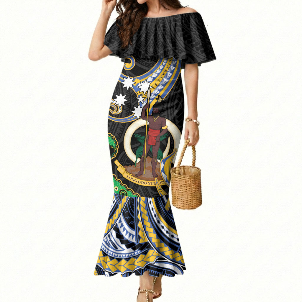 South Sea Islanders And Vanuatu Mermaid Dress Boar Tusk Warrior Southern Tribal Pattern