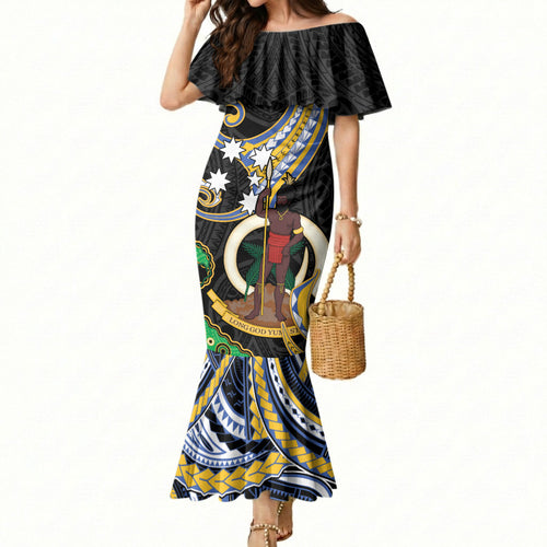 South Sea Islanders And Vanuatu Mermaid Dress Boar Tusk Warrior Southern Tribal Pattern