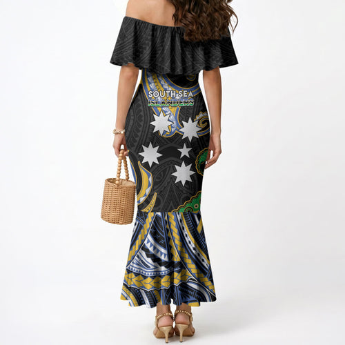 South Sea Islanders And Vanuatu Mermaid Dress Boar Tusk Warrior Southern Tribal Pattern