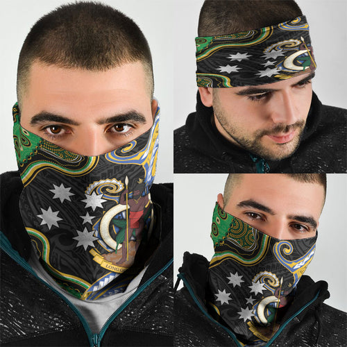 South Sea Islanders And Vanuatu Neck Gaiter Boar Tusk Warrior Southern Tribal Pattern