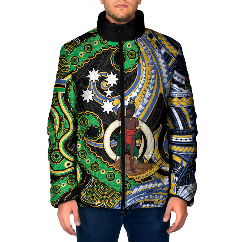 South Sea Islanders And Vanuatu Padded Jacket Boar Tusk Warrior Southern Tribal Pattern