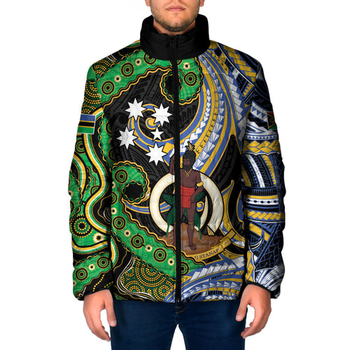South Sea Islanders And Vanuatu Padded Jacket Boar Tusk Warrior Southern Tribal Pattern