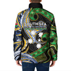 South Sea Islanders And Vanuatu Padded Jacket Boar Tusk Warrior Southern Tribal Pattern
