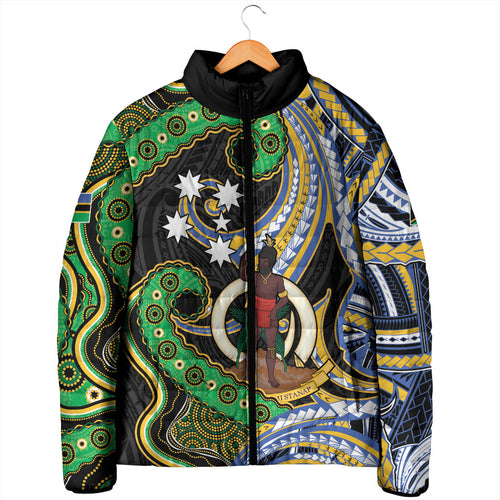 South Sea Islanders And Vanuatu Padded Jacket Boar Tusk Warrior Southern Tribal Pattern