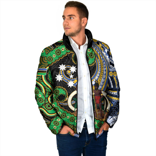 South Sea Islanders And Vanuatu Padded Jacket Boar Tusk Warrior Southern Tribal Pattern