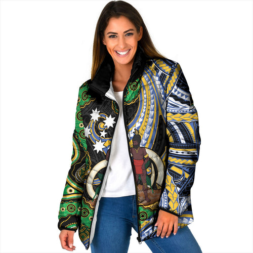 South Sea Islanders And Vanuatu Padded Jacket Boar Tusk Warrior Southern Tribal Pattern