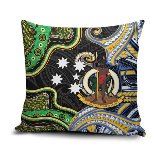 South Sea Islanders And Vanuatu Pillow Cover Boar Tusk Warrior Southern Tribal Pattern