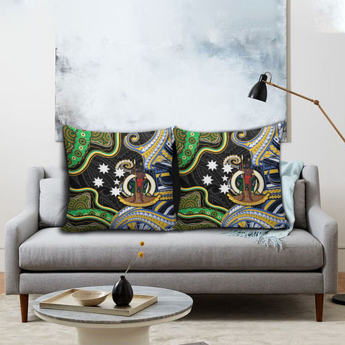 South Sea Islanders And Vanuatu Pillow Cover Boar Tusk Warrior Southern Tribal Pattern
