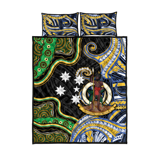 South Sea Islanders And Vanuatu Quilt Bed Set Boar Tusk Warrior Southern Tribal Pattern