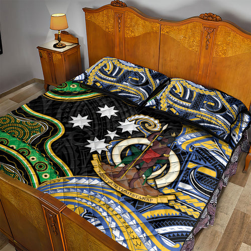 South Sea Islanders And Vanuatu Quilt Bed Set Boar Tusk Warrior Southern Tribal Pattern