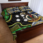 South Sea Islanders And Vanuatu Quilt Bed Set Boar Tusk Warrior Southern Tribal Pattern