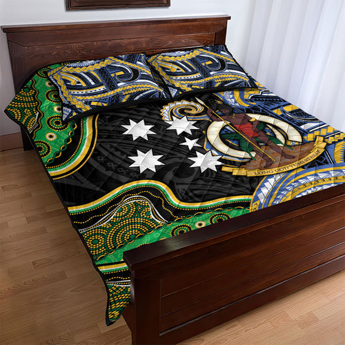 South Sea Islanders And Vanuatu Quilt Bed Set Boar Tusk Warrior Southern Tribal Pattern