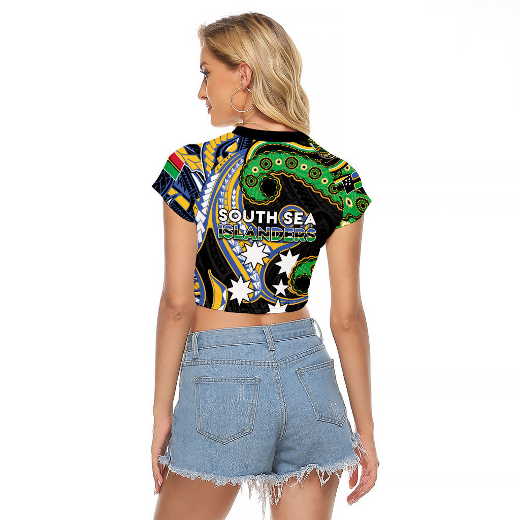 South Sea Islanders And Vanuatu Raglan Cropped T Shirt Boar Tusk Warrior Southern Tribal Pattern