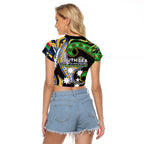 South Sea Islanders And Vanuatu Raglan Cropped T Shirt Boar Tusk Warrior Southern Tribal Pattern
