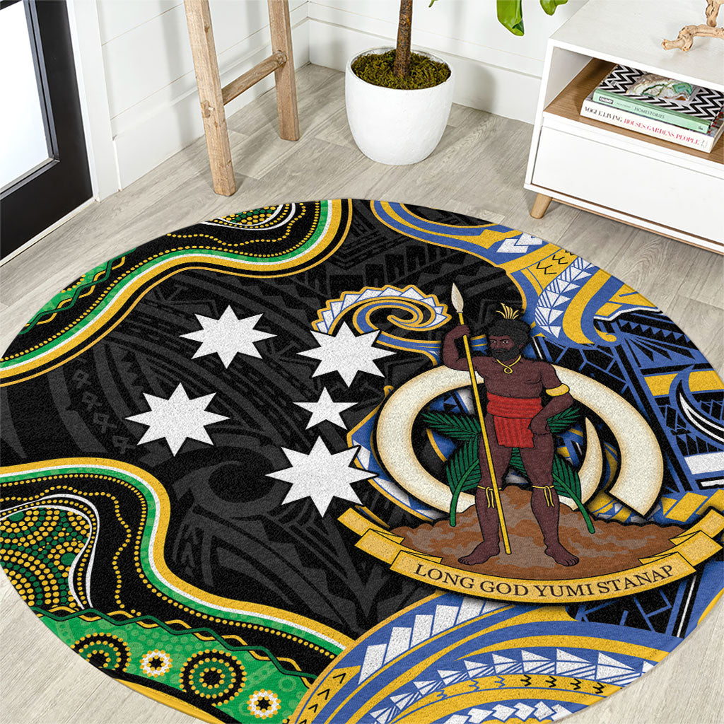 South Sea Islanders And Vanuatu Round Carpet Boar Tusk Warrior Southern Tribal Pattern