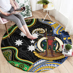 South Sea Islanders And Vanuatu Round Carpet Boar Tusk Warrior Southern Tribal Pattern
