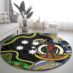 South Sea Islanders And Vanuatu Round Carpet Boar Tusk Warrior Southern Tribal Pattern